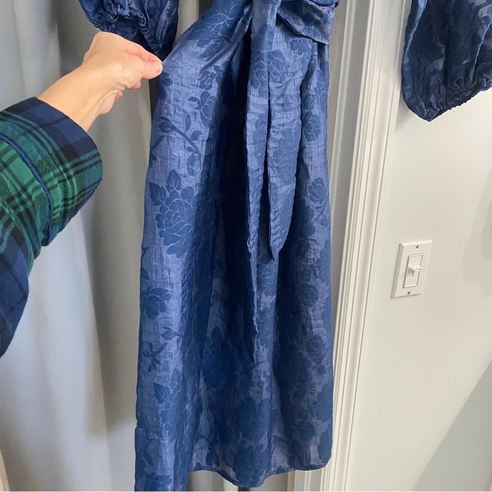 NWT Blue Boho Puff Sleeve Dress with Sash XS - Picture 6 of 11